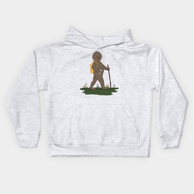 Bigfoot Hiking Kids Hoodie by Little Spooky Studio